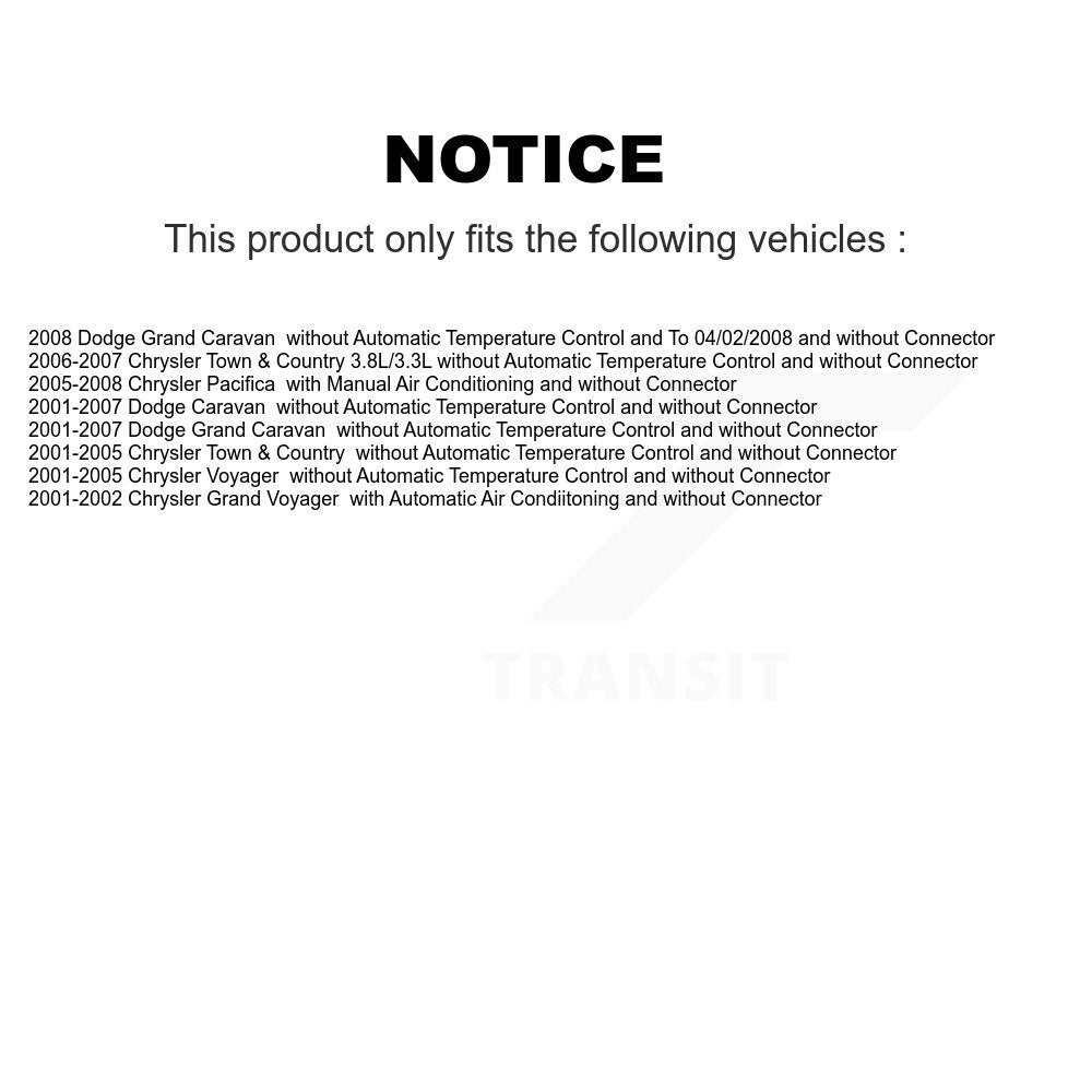 Résistance de moteur de ventilateur HVAC pour Dodge Grand Caravan Chrysler Pacifica Town &