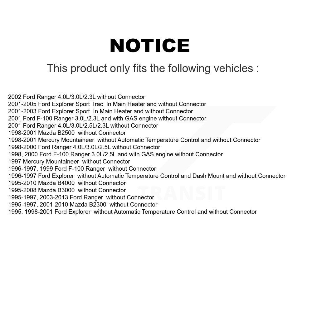Résistance de moteur de ventilateur CVC, pour Ford Ranger Mazda B4000 Explorer Sport Trac B300