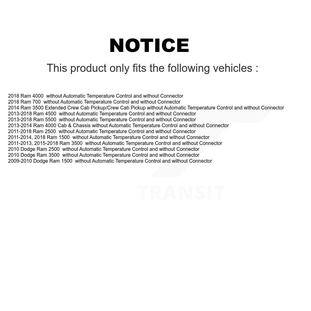 Résistance de moteur de ventilateur HVAC pour Ram 1500 3500 2500 Dodge 700 4000 4500 5500