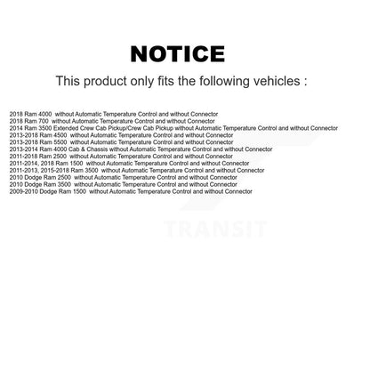 Résistance de moteur de ventilateur HVAC pour Ram 1500 3500 2500 Dodge 700 4000 4500 5500