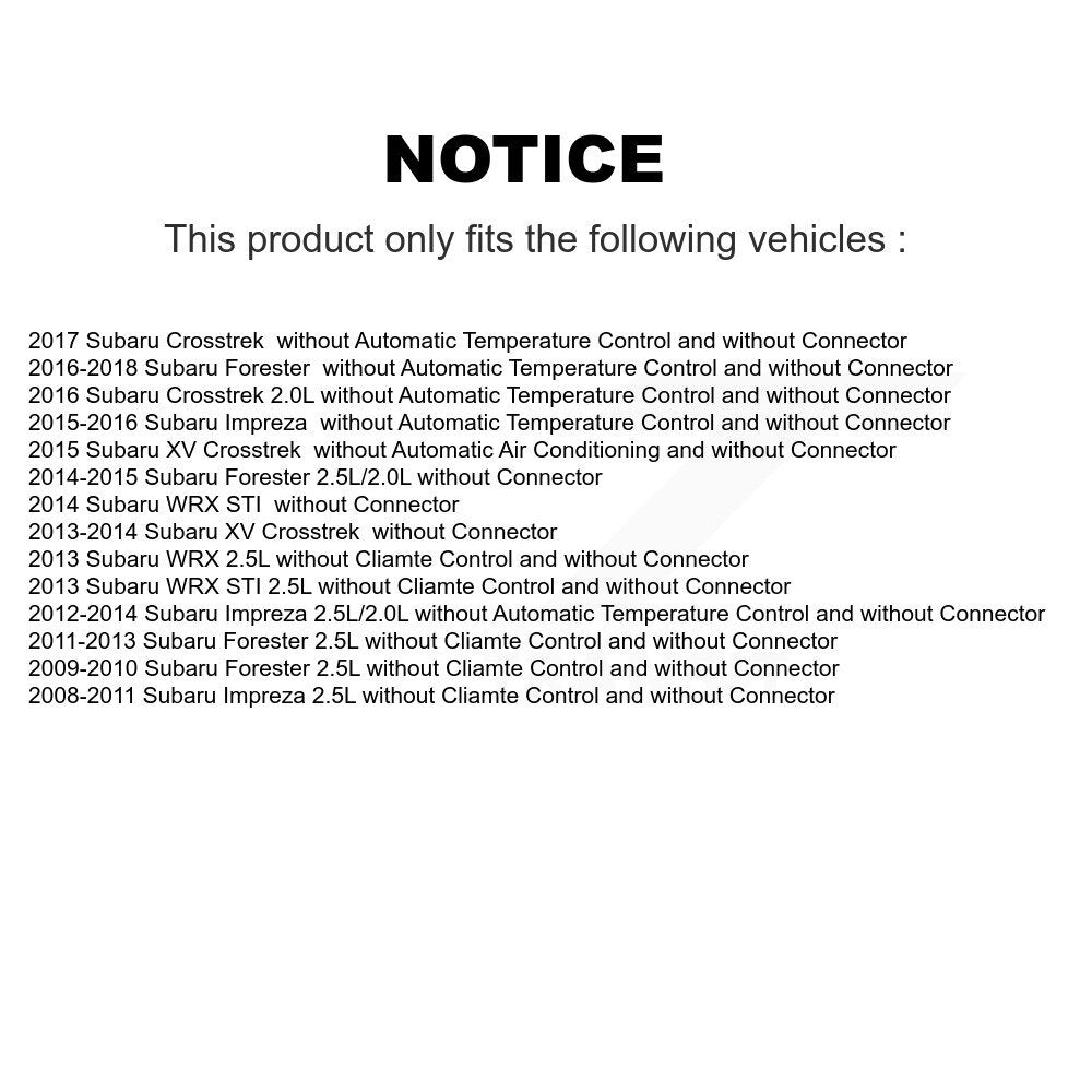 Résistance de moteur de ventilateur HVAC pour Subaru Forester Impreza XV Crosstrek WRX STI