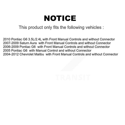 Résistance de moteur de ventilateur HVAC, pour Chevrolet Malibu Pontiac G6 Saturn Aura