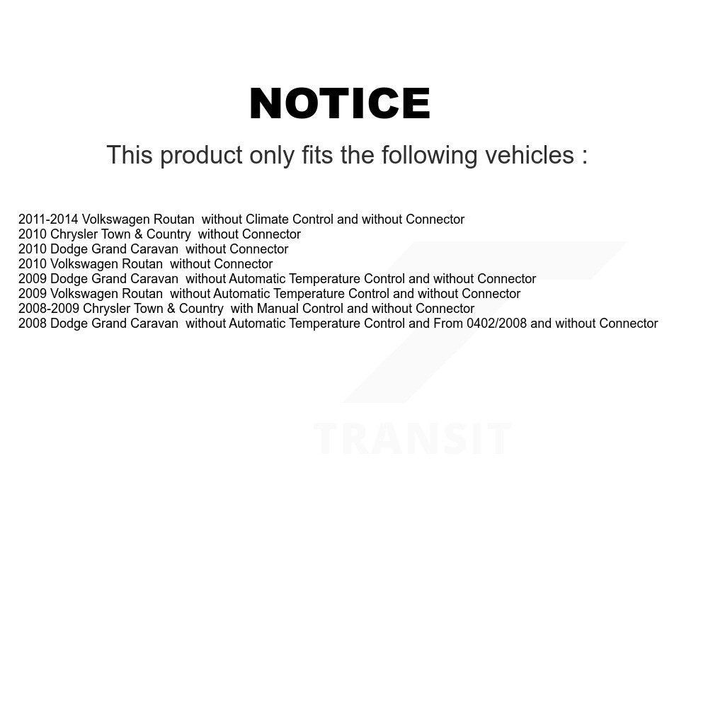 Résistance de moteur de ventilateur avant HVAC, pour Dodge Grand Caravan Chrysler Town & Country
