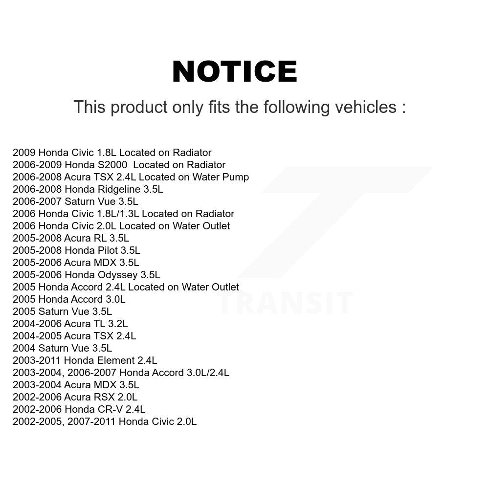Capteur de température du liquide de refroidissement du moteur, pour Honda Civic Accord CR-V Acura Odyssey TSX
