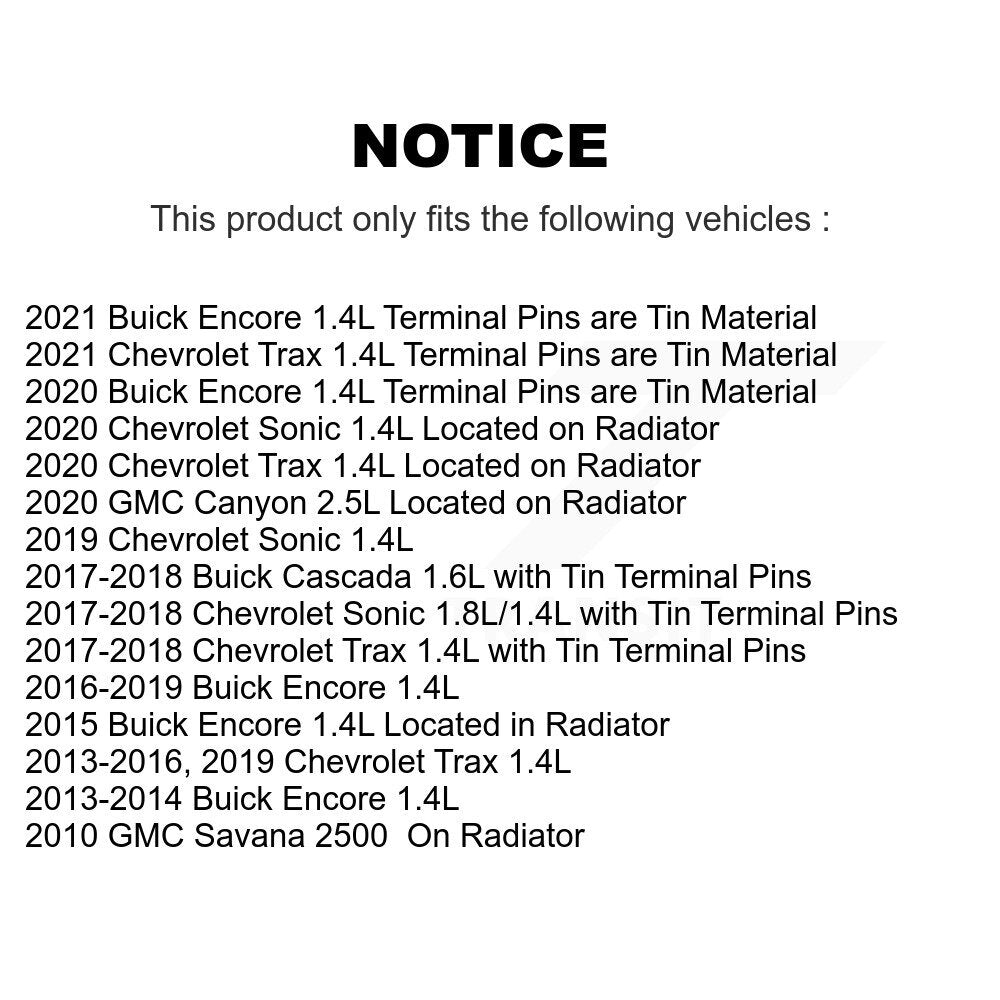 Capteur de température du liquide de refroidissement du moteur, pour Chevrolet Buick Encore Trax Sonic GMC 250