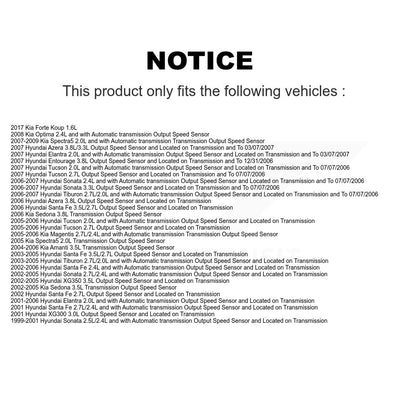 Capteur de vitesse pour Hyundai Elantra Tucson Sonata Santa Fe Kia Tiburon Sedona Azer