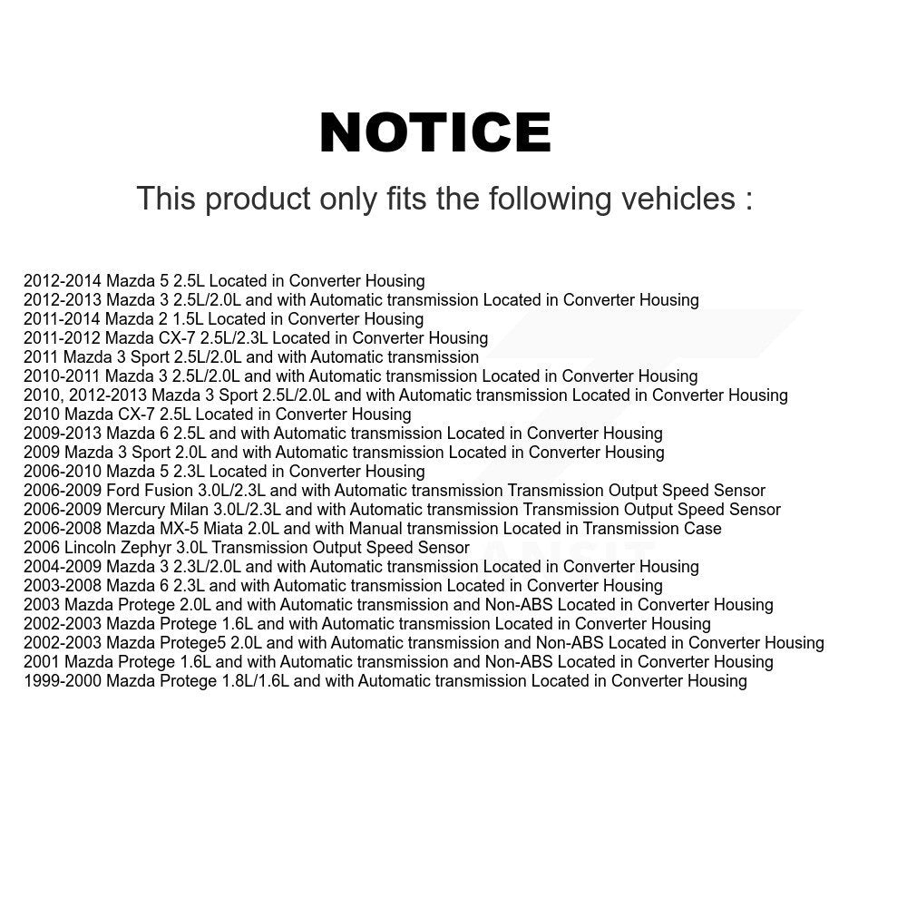 Capteur de vitesse de véhicule, pour Mazda 3 5 6 2 Ford Fusion CX-7 MX-5 Miata Protege Mila