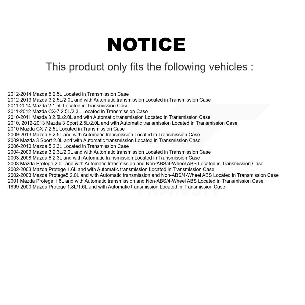 Capteur de vitesse de véhicule pour Mazda 3 5 6 2 CX-7 Protege Protege5 Sport SEN-2VSS0096