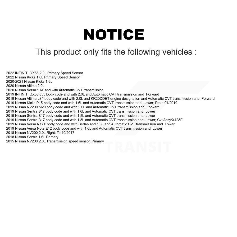Capteur de vitesse de véhicule pour Nissan kick Sentra INFINITI QX50 NV200 Altima Versa