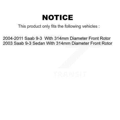 Plaquettes de frein à disque avant semi-métalliques pour Saab 9-3 avec rotor de 314 mm de diamètre