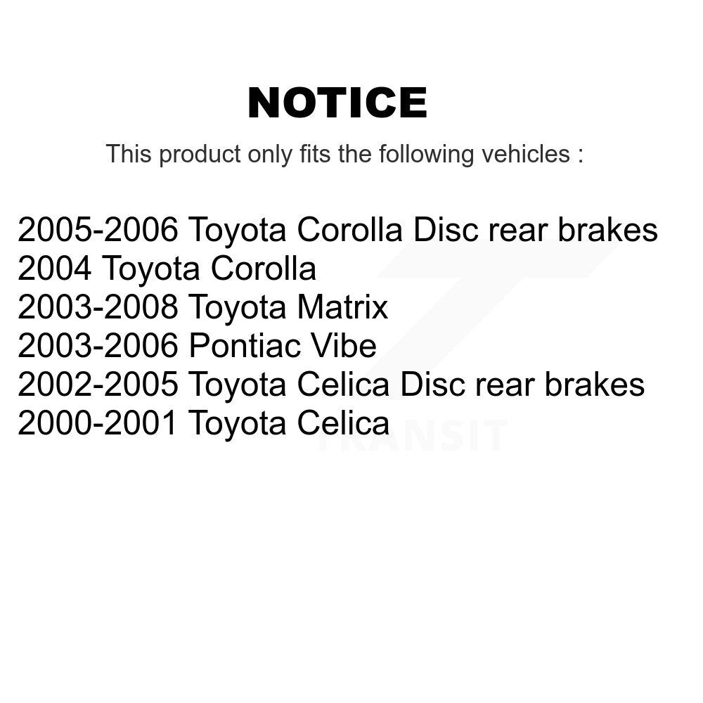 Plaquettes de frein à disque semi-métalliques arrière, pour Toyota Corolla Matrix Pontiac Vibe Celic