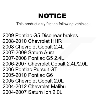 Étrier de frein arrière droit pour Chevrolet Malibu Pontiac Cobalt G5 G6 Saturn Ion