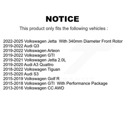 Plaquettes de frein à disque avant en céramique, pour Volkswagen Tiguan Jetta Audi Q3 GTI Golf R S3