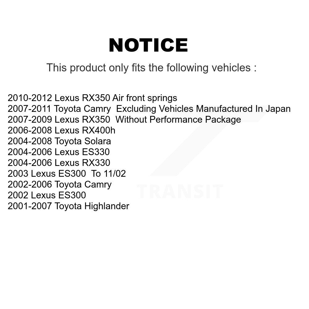Ensemble de rotule de bras de commande de Suspension inférieure avant gauche pour Toyota Camry