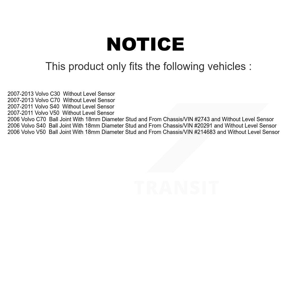 Ensemble de rotule de bras de commande de Suspension inférieur avant droit, pour Volvo C30 S40