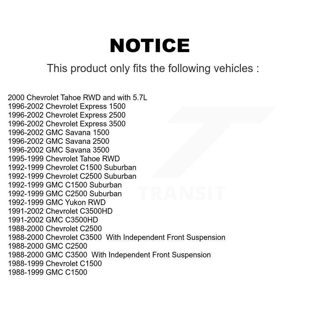 Extrémité de biellette de direction intérieure avant, pour C1500 Chevrolet GMC C2500 C3500 Express