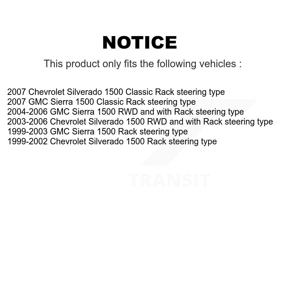 Extrémité de biellette de direction intérieure avant, pour Chevrolet Silverado 1500 GMC Sierra Classi