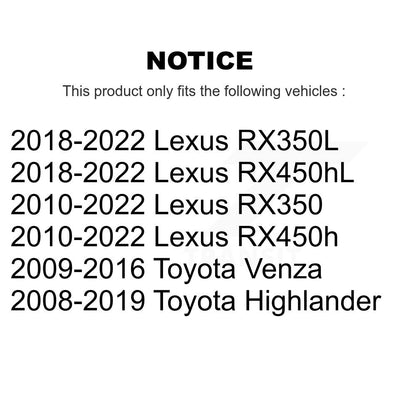 Extrémité de biellette de direction intérieure avant, pour Toyota Highlander Lexus RX350 Venza RX450h