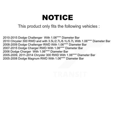 Kit de bagues de barre stabilisatrice de Suspension avant au cadre, pour Dodge Chrysler 300