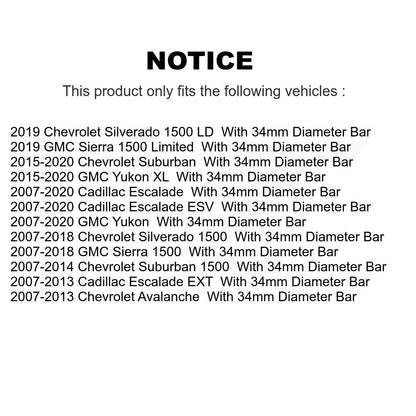 Kit de bagues de barre stabilisatrice de Suspension avant au cadre, pour GMC Chevrolet Sierra X