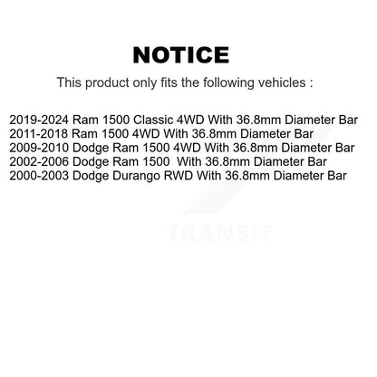 Pour encadrer le kit de bagues de barre stabilisatrice de suspension pour Ram 1500 Classic Dodge