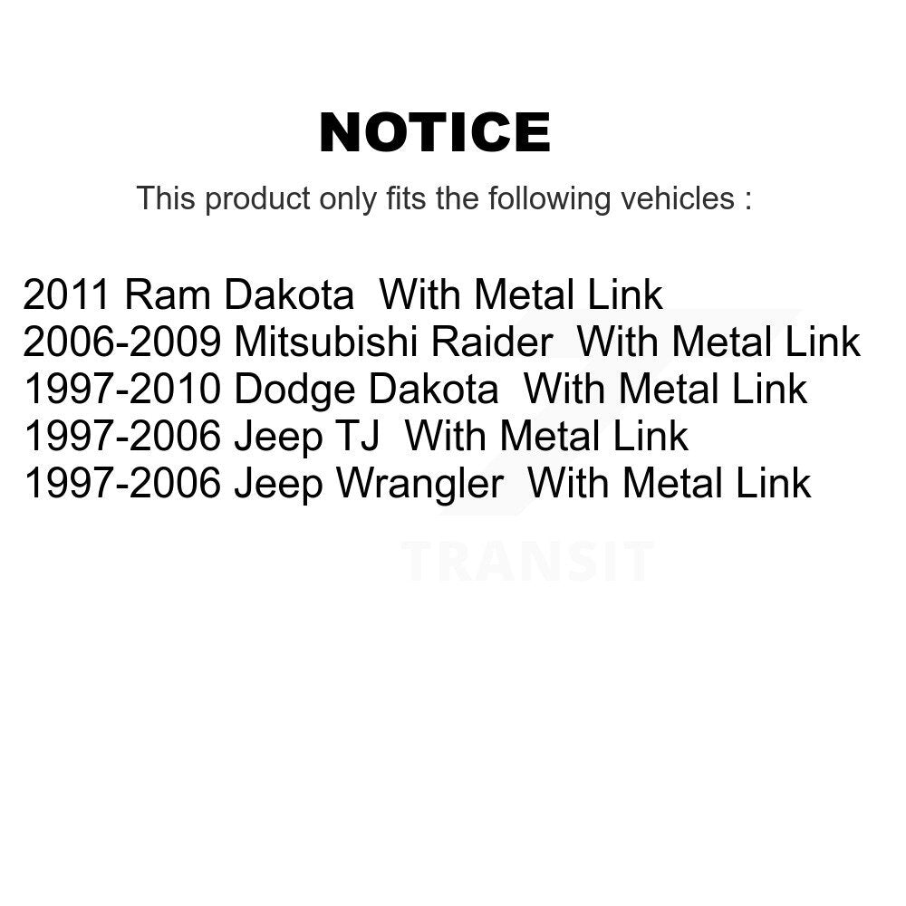Kit de liaison de barre stabilisatrice de Suspension arrière, pour Dakota Dodge Jeep Wrangler Ram TJ