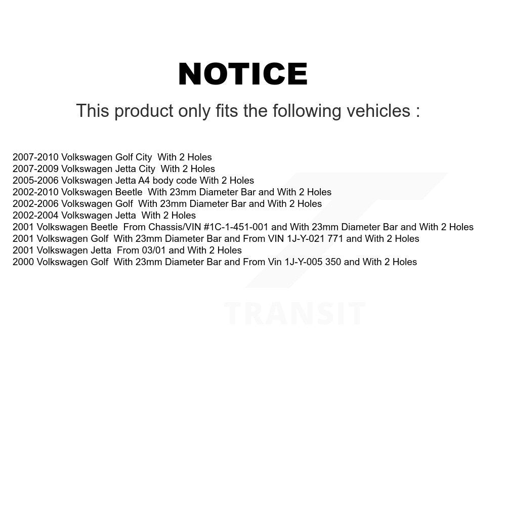 Kit de liaison de barre stabilisatrice de Suspension avant, pour Volkswagen Jetta Golf City Beetle